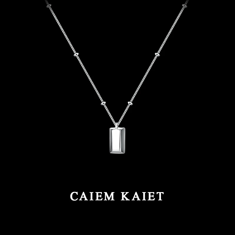 CAIEM KAIET 链子925银 暴富小金条方砖项链女小众ins设计锁骨链