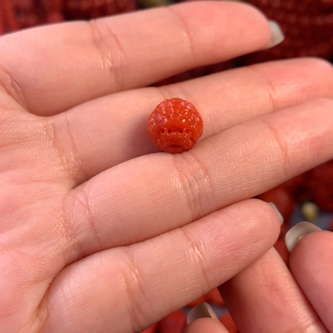 南红玛瑙天然貔貅珠未镶嵌溪*