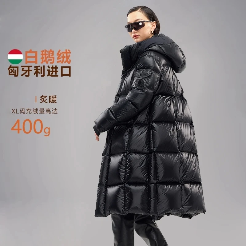 魔方长款5.0！90白鹅绒过膝盖加厚情侣同款鹅绒服ZB