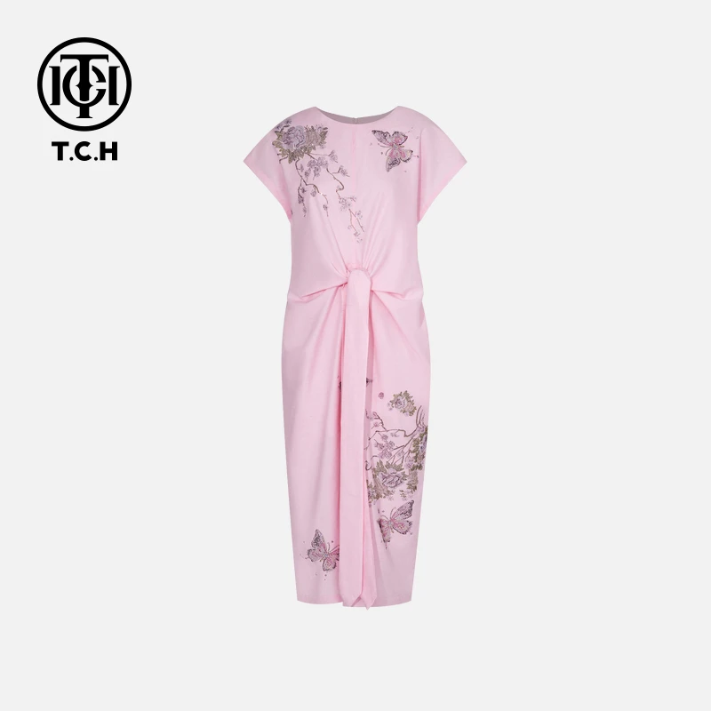 TCH私服烫钻工艺新时尚淑女百搭潮流连衣裙女T75B30E5127轻奢tch