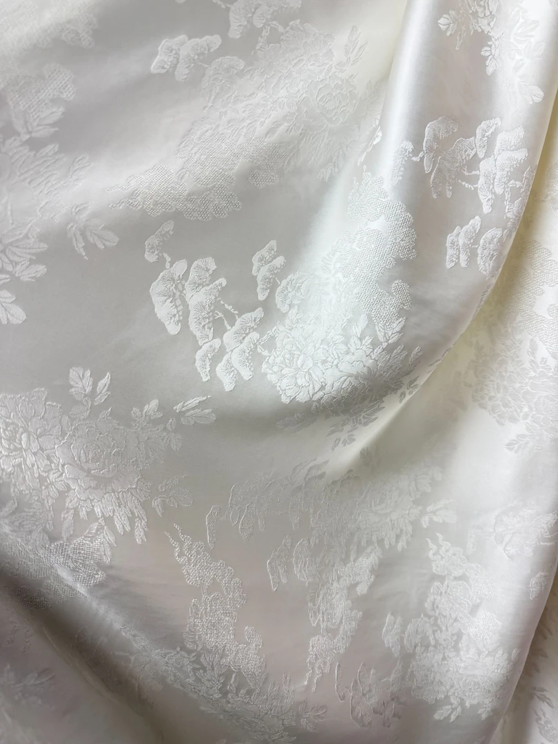 江南丝绸--牡丹祥云  新中式高端服饰面料国风女装套装面料