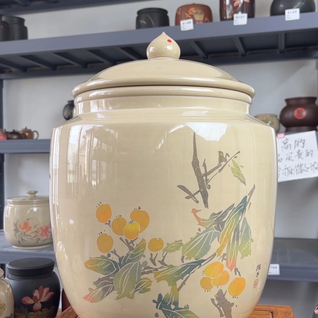 白泥水亮光存茶缸九饼缸