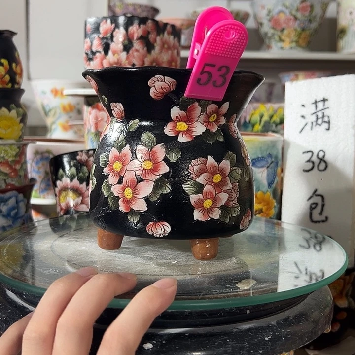 景德镇手绘花盆幸运花盆