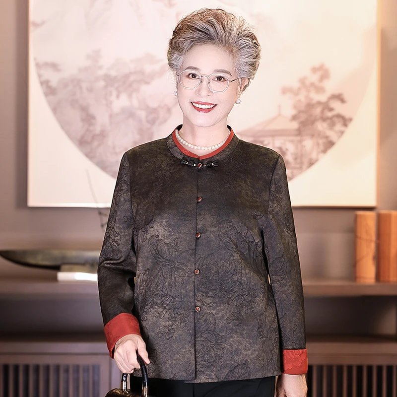 中老年秋季妈妈装女款高档新中式国风外套老人奶奶太太洋气上衣服