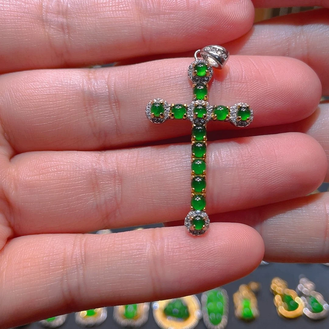 翡翠银S925镶嵌吊坠(不含链)