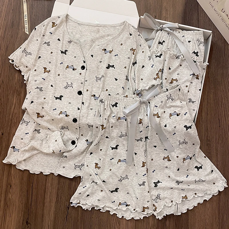 三件套睡衣女夏季莫代尔2025年夏天新款短袖可外穿宽松薄款家居服