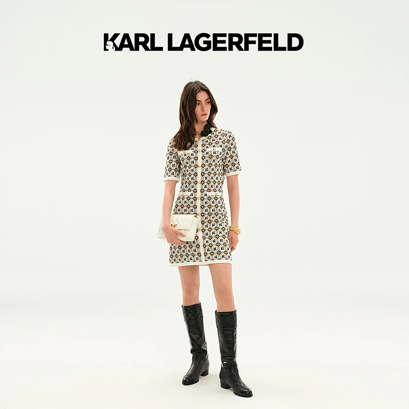 【丽公主专属】KARLLAGERFELD夏季新款短袖连衣裙老佛爷M22E1389