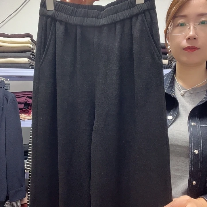 黑色奥绒直筒裤XL