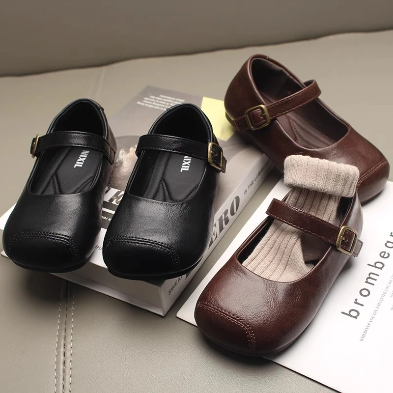 春秋新款儿童小皮鞋女童单鞋宝宝公主鞋软底小女孩黑色洋气