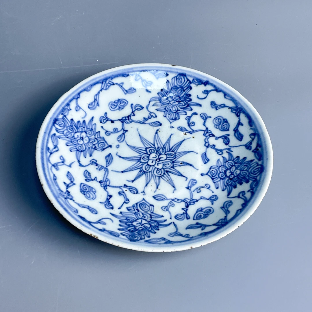 清道光 青花西番莲纹小盘-M25KT001F69