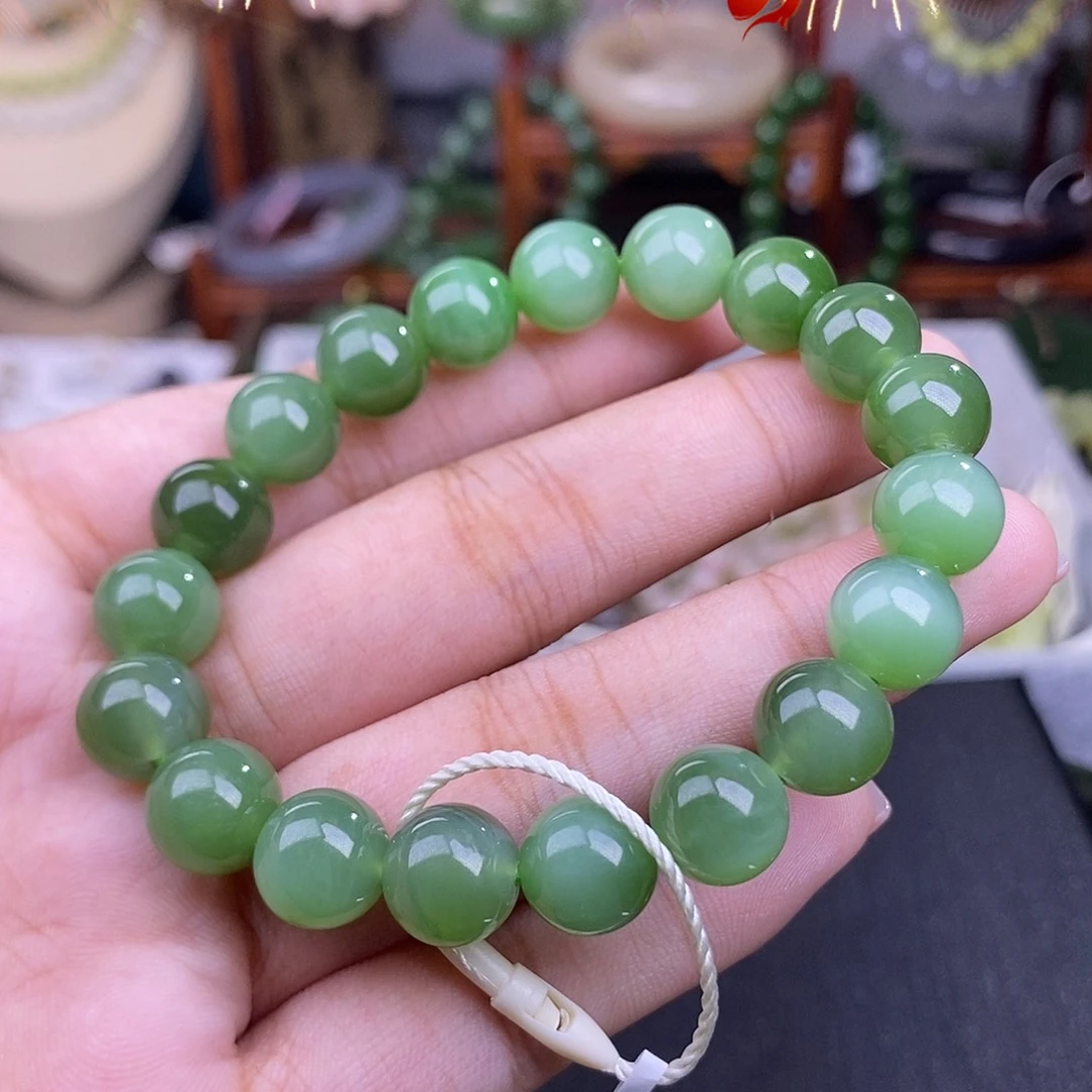 和田玉清货价碧玉猫眼手串10mm未镶嵌