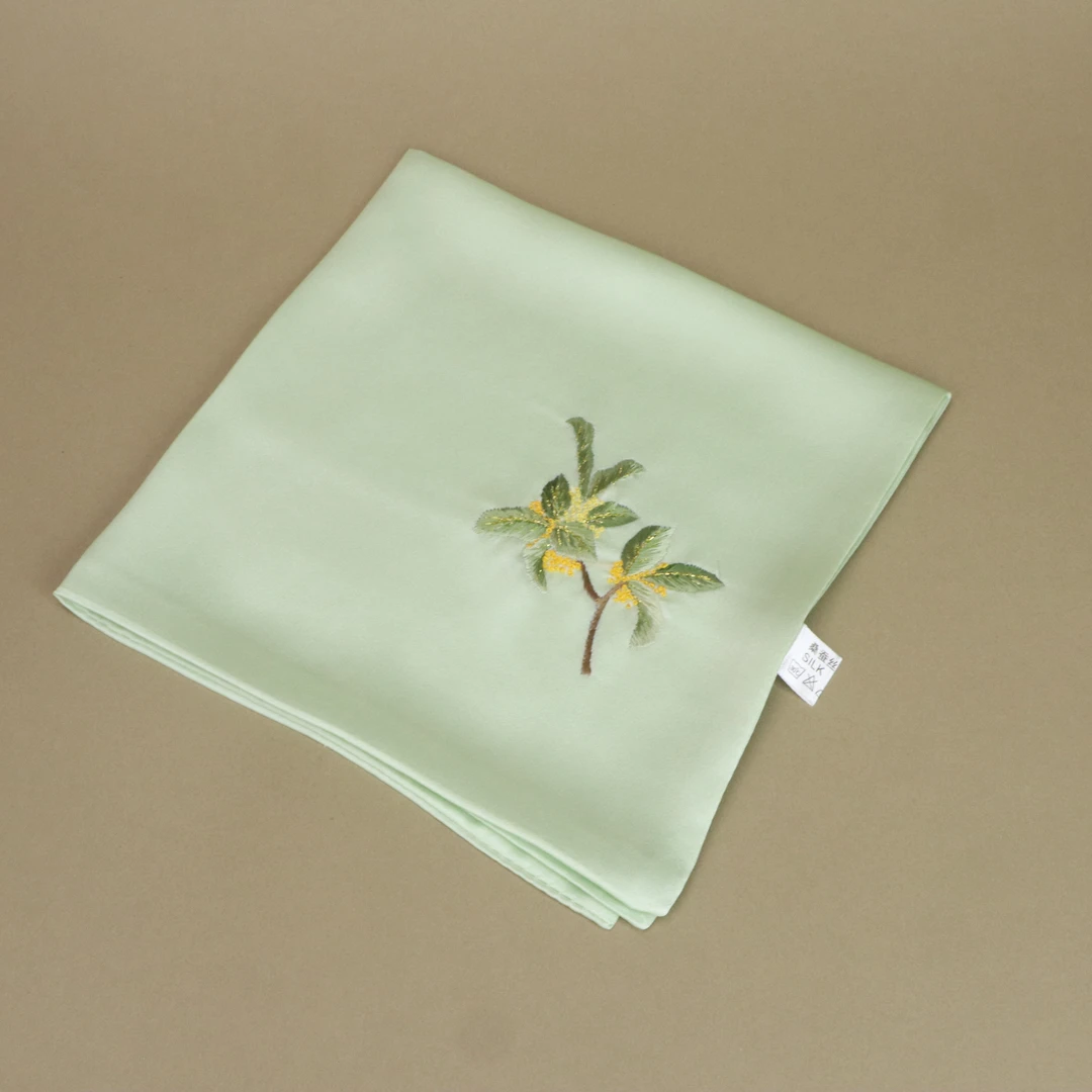 非遗苏绣桑蚕丝手绣桂花打籽绣手帕手工中式吸水手工女士