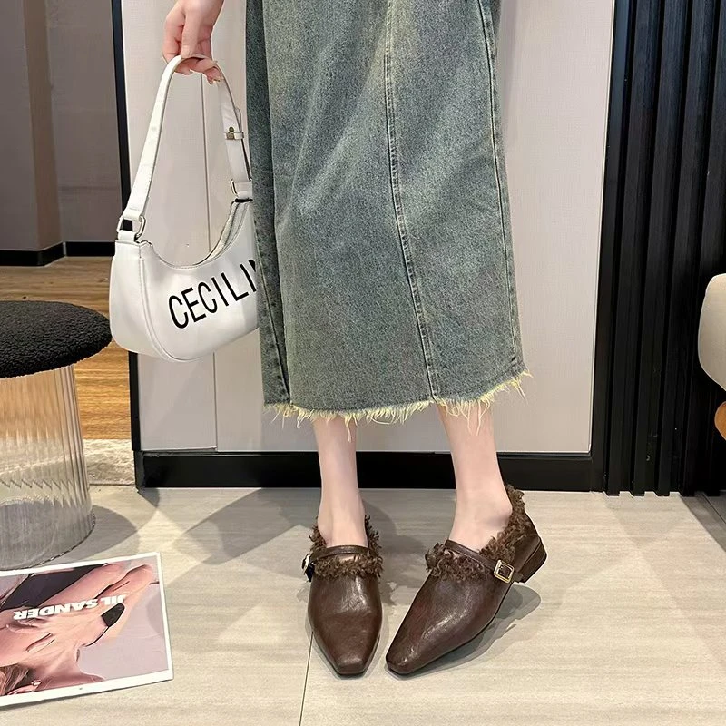 2916新款卷卷毛舒适矮跟软底单鞋