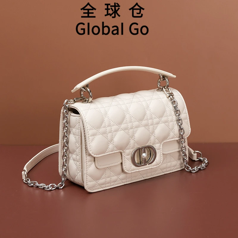 全球仓Global Go 2025新款小香风真皮链条包高级感女士手提斜挎包