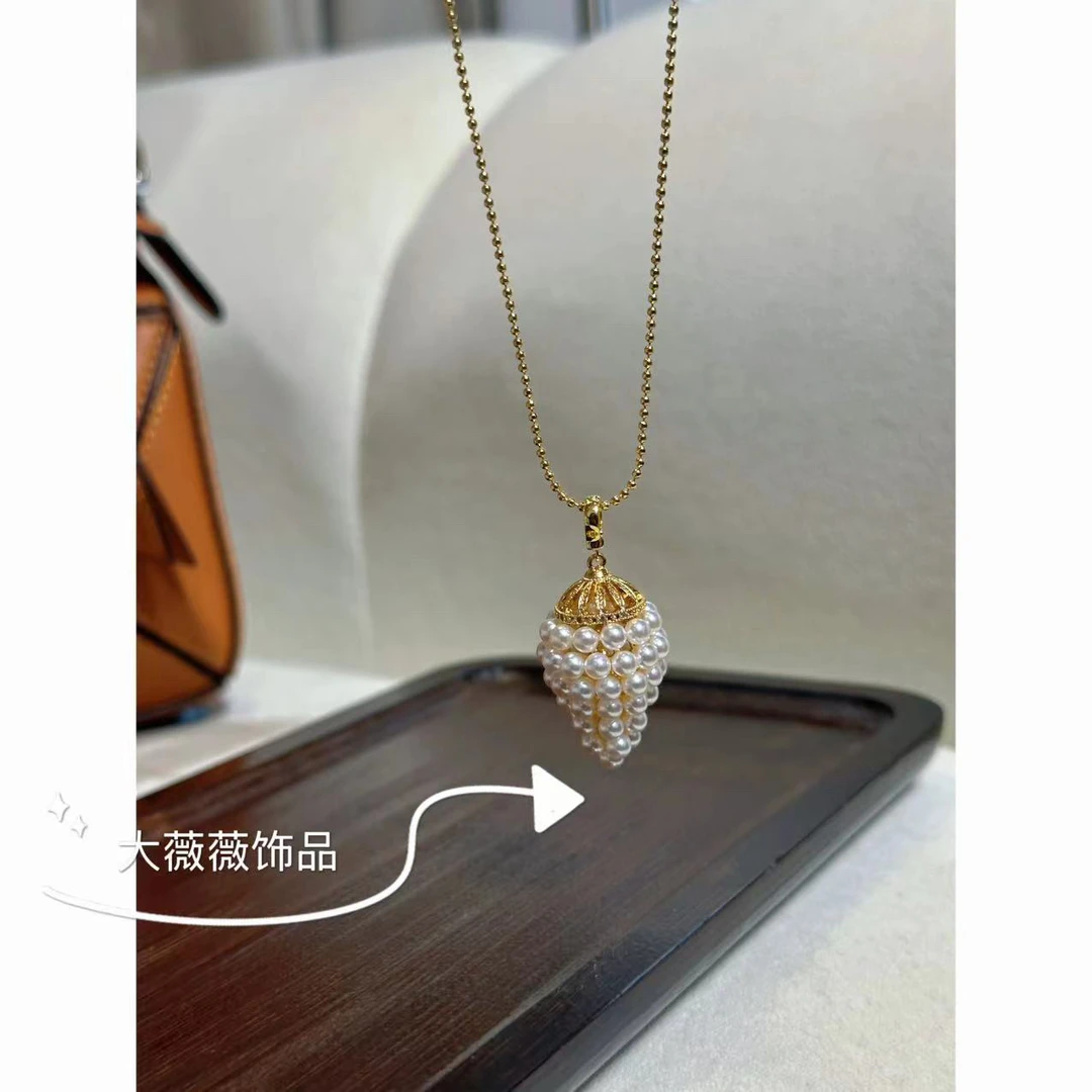 铜合金项链 气质珍珠爆米花波点项链-5190