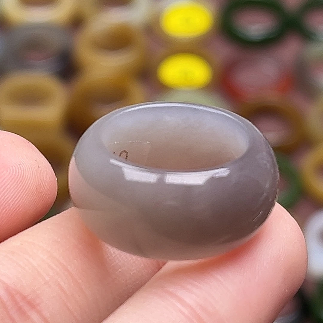 和田玉未镶嵌戒指16.2半山水渐变紫