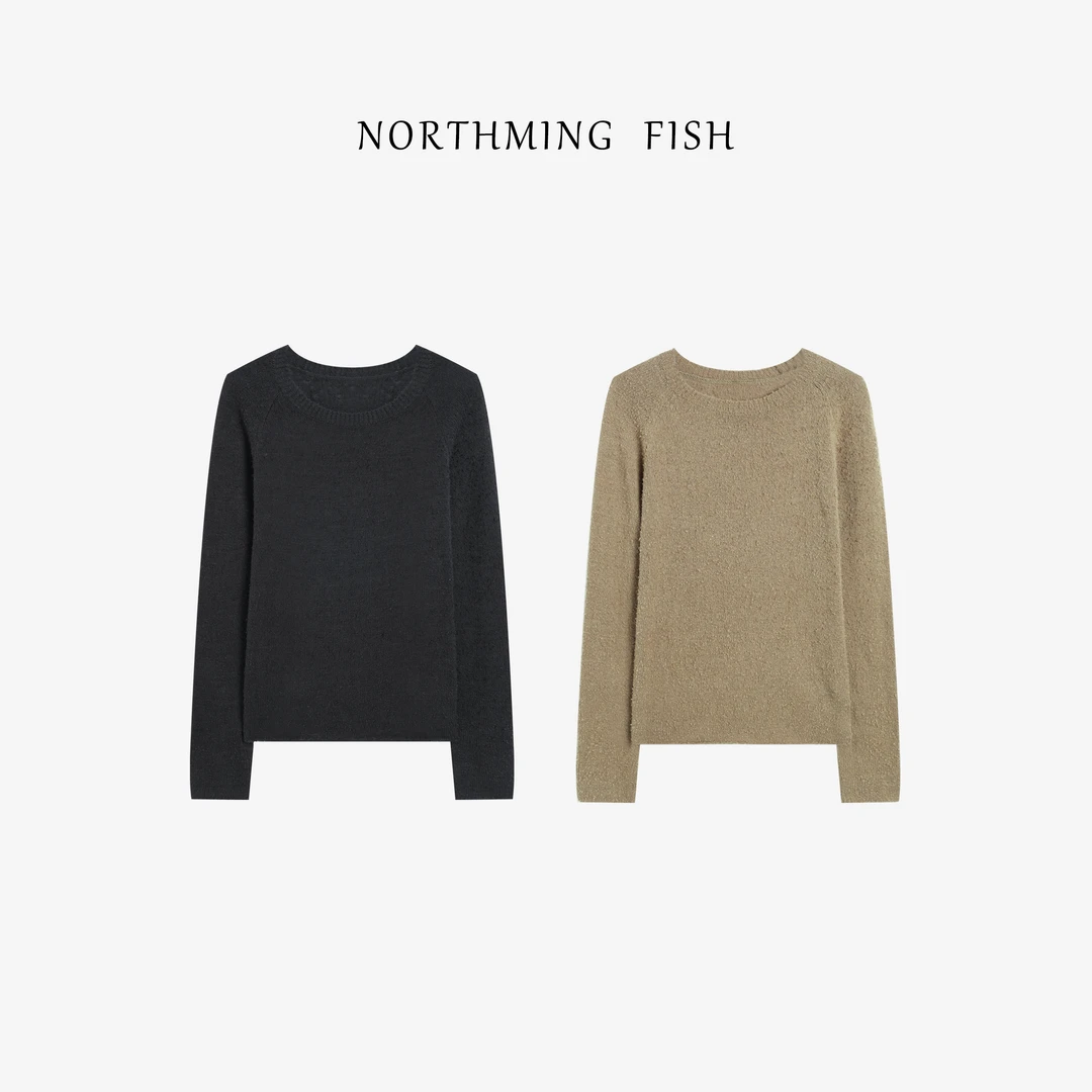 NorthMing fish「保暖胶囊」100棉 松软舒适实穿百搭圆领套头毛衣