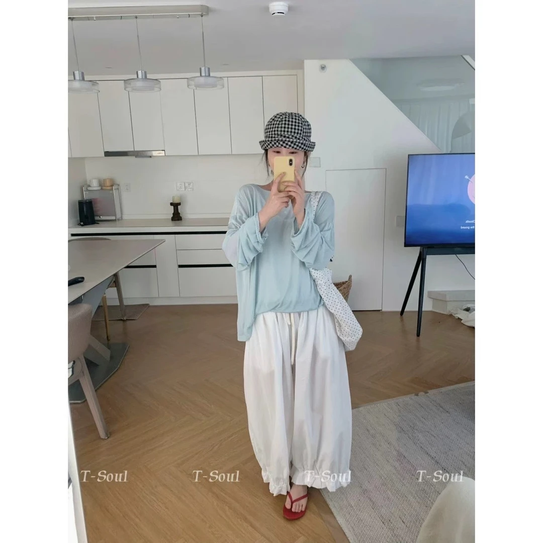 9898遮肉显瘦透气木耳边九分灯笼裤夏季休闲时尚