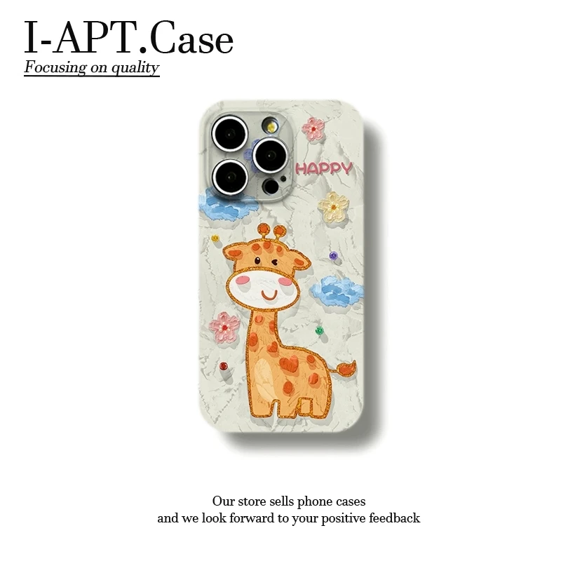 油画小鹿花朵菲林软壳适用iPhone苹果16手机壳华为oppo小米vivo新