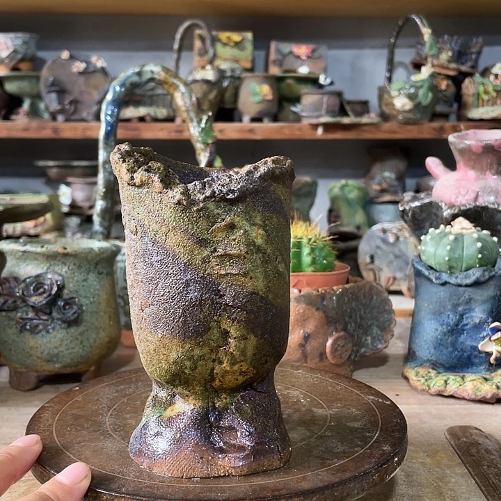 手工粗陶高温花盆