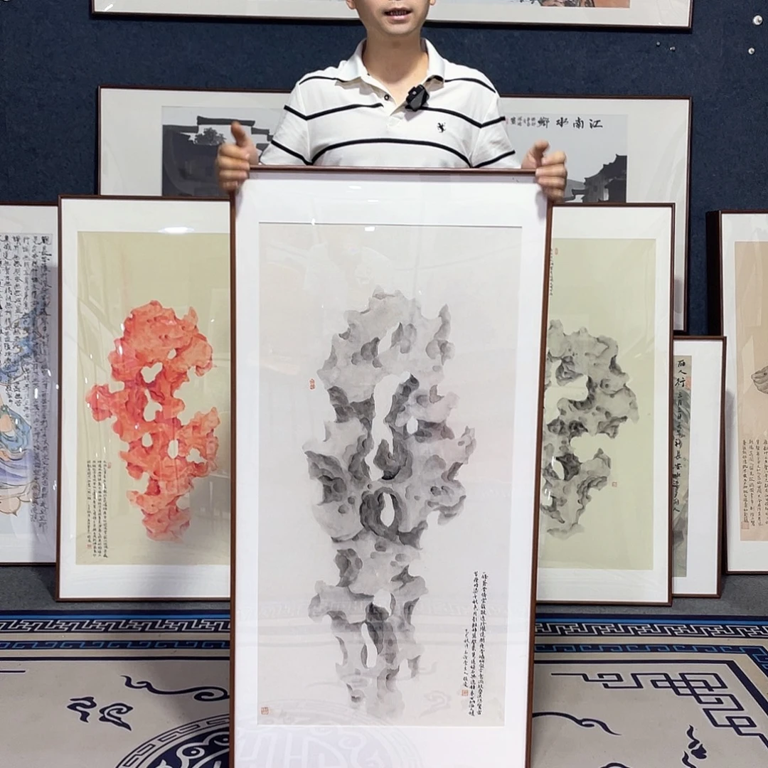 国画手绘画作品带框60/120