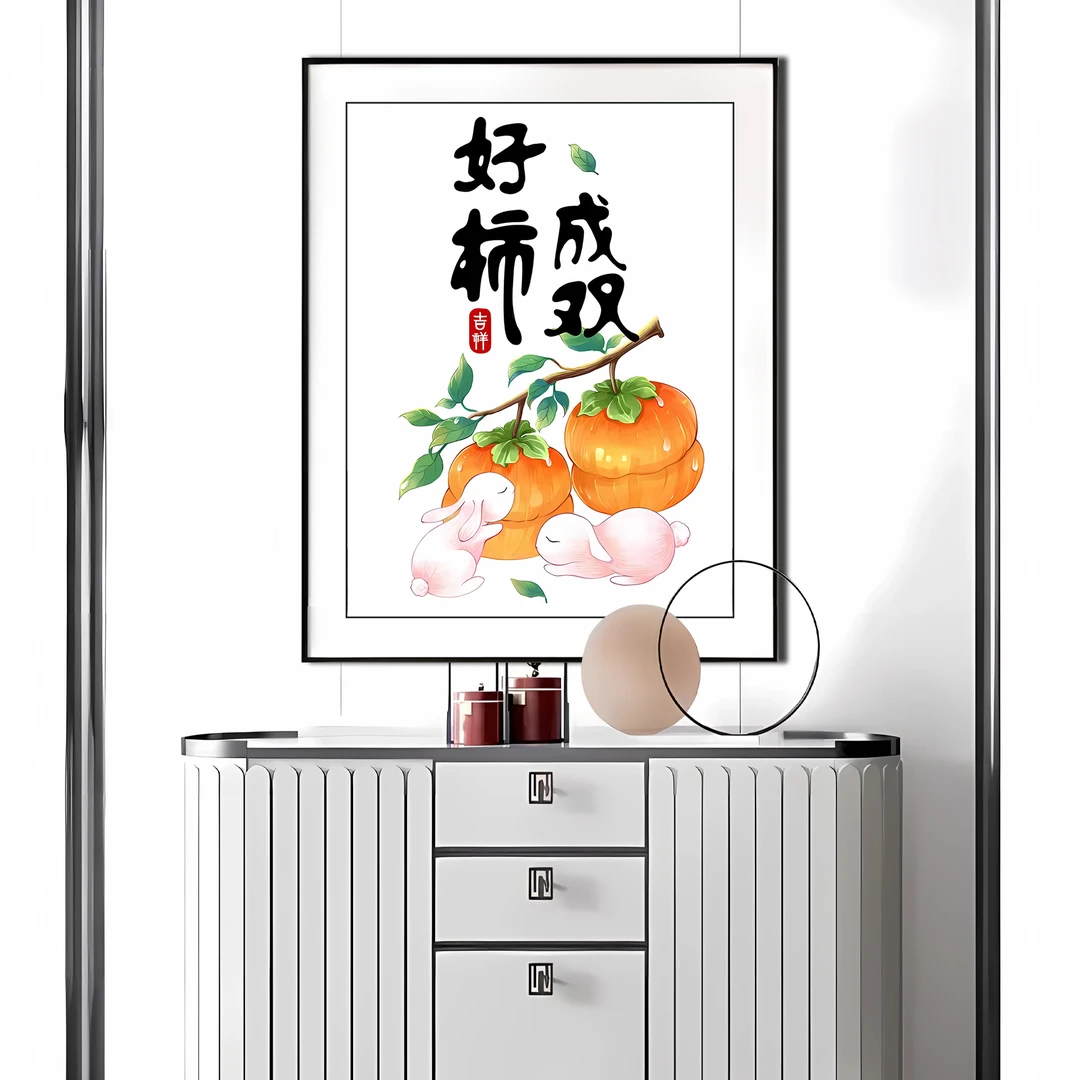 【新疆长绒棉双纱棉】5051好柿成双十字绣小格38x51厘米满绣29色