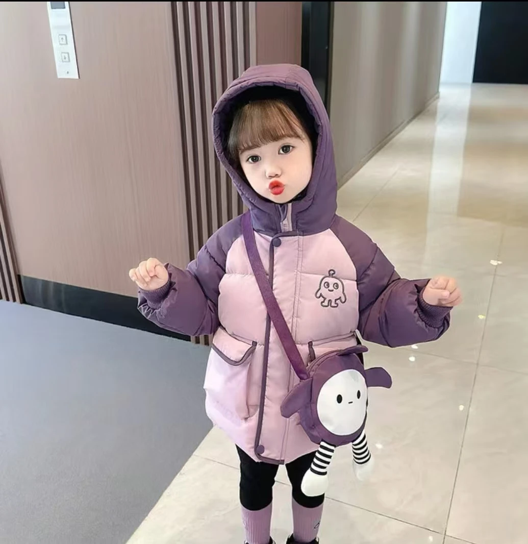 女童冬季羽绒棉衣新款洋气女宝宝蛋仔加厚中长款棉服儿童保暖棉袄