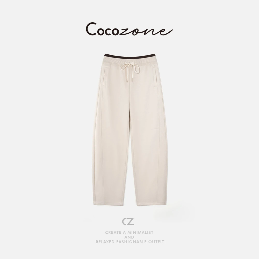 COCO ZONE 刘一一 “糯米裤”加厚抽绳弯刀阔腿糯米裤 CD2A2614