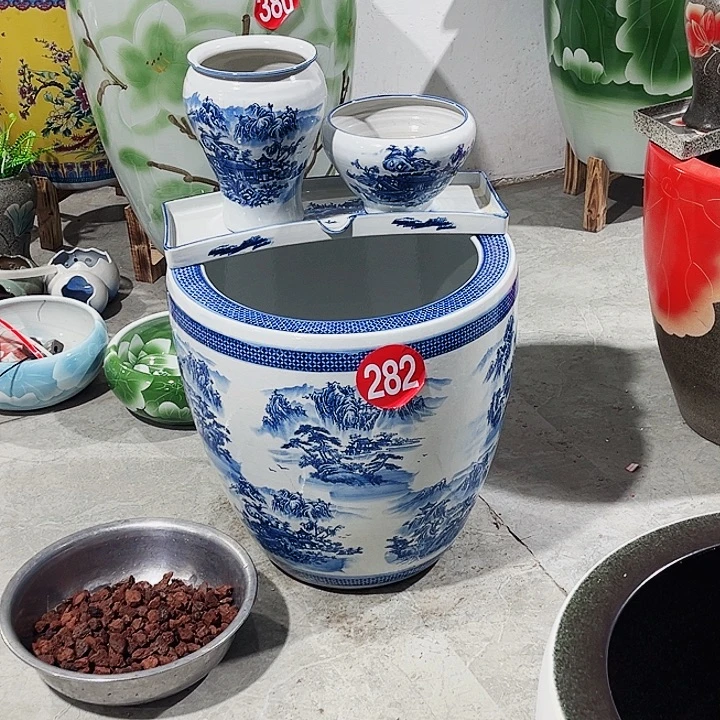 涼***良景德镇陶瓷鱼缸艺术直径52厘米高55厘米