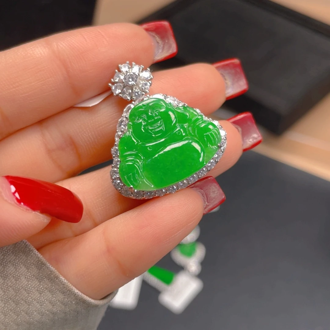 翡翠银S925镶嵌吊坠(不含链)