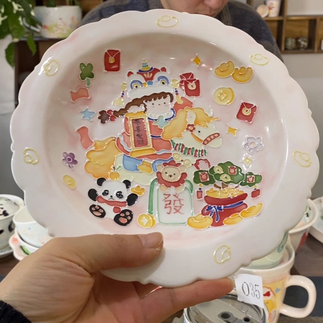 春***晓瓷片景德镇釉下彩手绘蓝色
