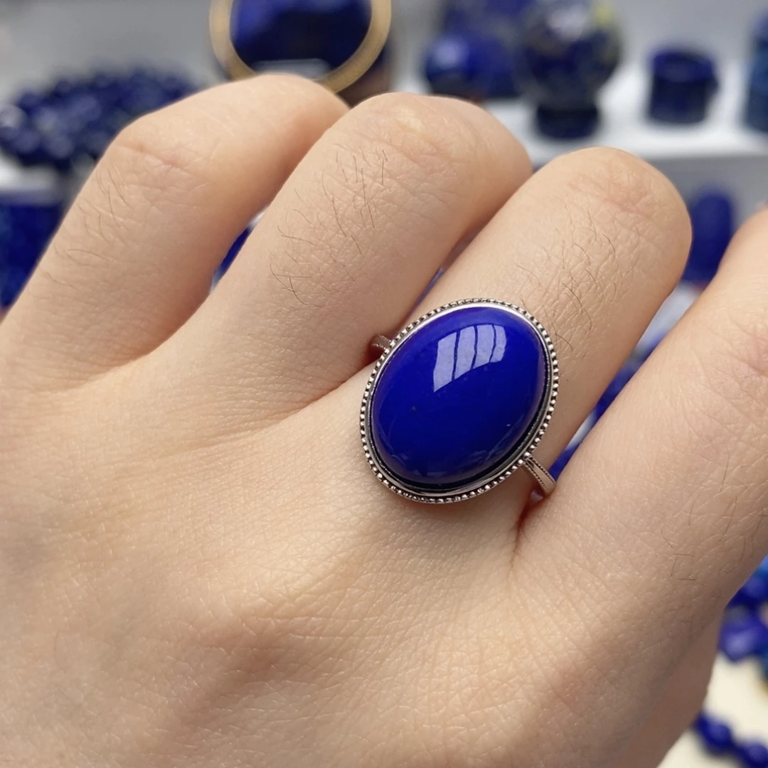 青金石银S925镶嵌戒指