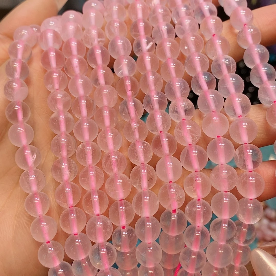 散珠玛瑙/玉髓8mm星光粉晶一条