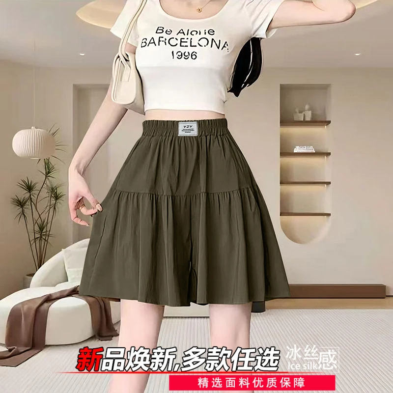 新中式短裤女夏季薄款宽松2025年新款爆款冰丝五分休闲大码裙裤女