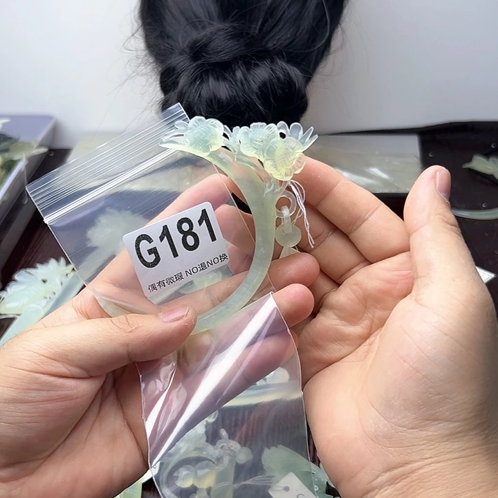 蛇纹石玉发饰合金左*