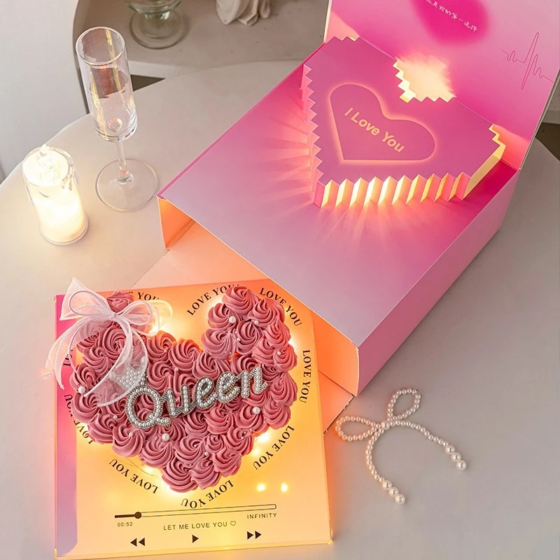 38女神节爱心音乐蛋糕盒love纸杯包装盒珍珠女王queen三八节插件