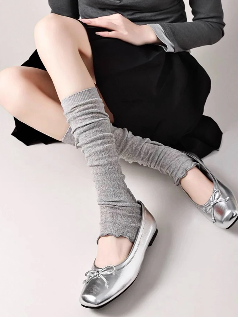 夏季防晒芭蕾风薄款袜子女春夏网眼透气堆堆袜纯色百搭jk袜子腿套