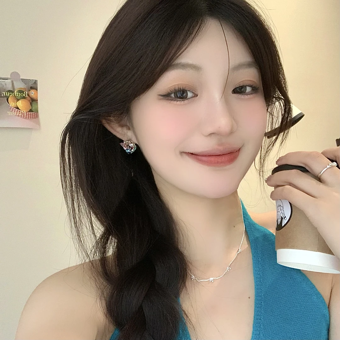 FULL GIRLISH耳环01344拼色蝴蝶轻奢耳钉气质百搭耳饰