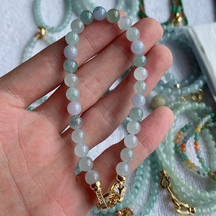 未镶嵌定制翡翠缅甸翡翠a货紫罗兰多宝手链卡6.5