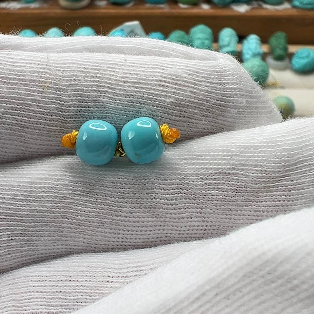 绿松石老型对珠 未镶嵌