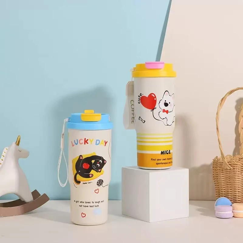 新款316儿童双饮冰霸杯车载保温杯高颜值大空量便携保温保冷水杯