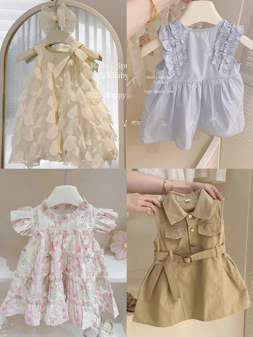 301-399 韩系蕾丝翻领女童花苞袖娃娃衫2025春夏新款