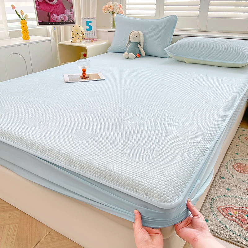 夏季豆豆凉席床笠单件凉感冰丝防尘床罩席梦思床垫保护罩2025新款