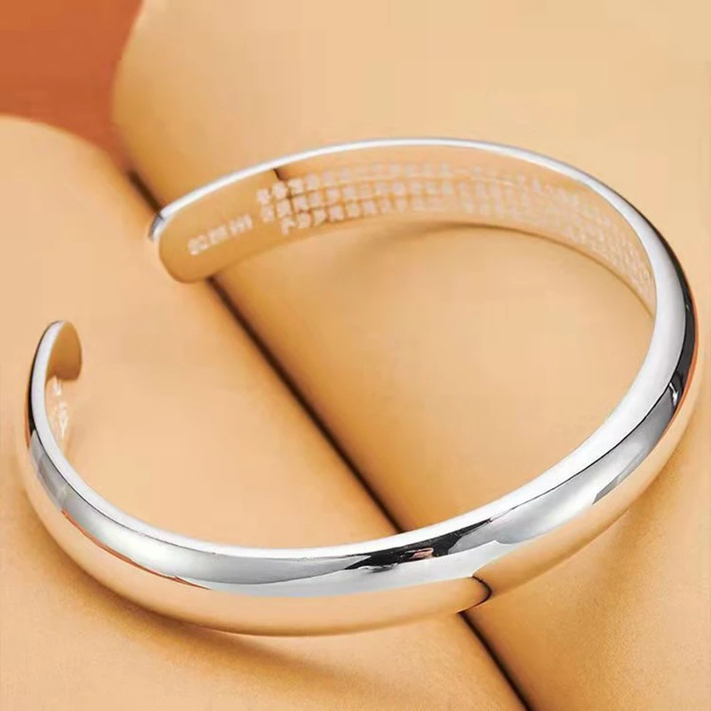 足银手镯 999.9【24】40g古法传承亮面心经手镯素圈实心