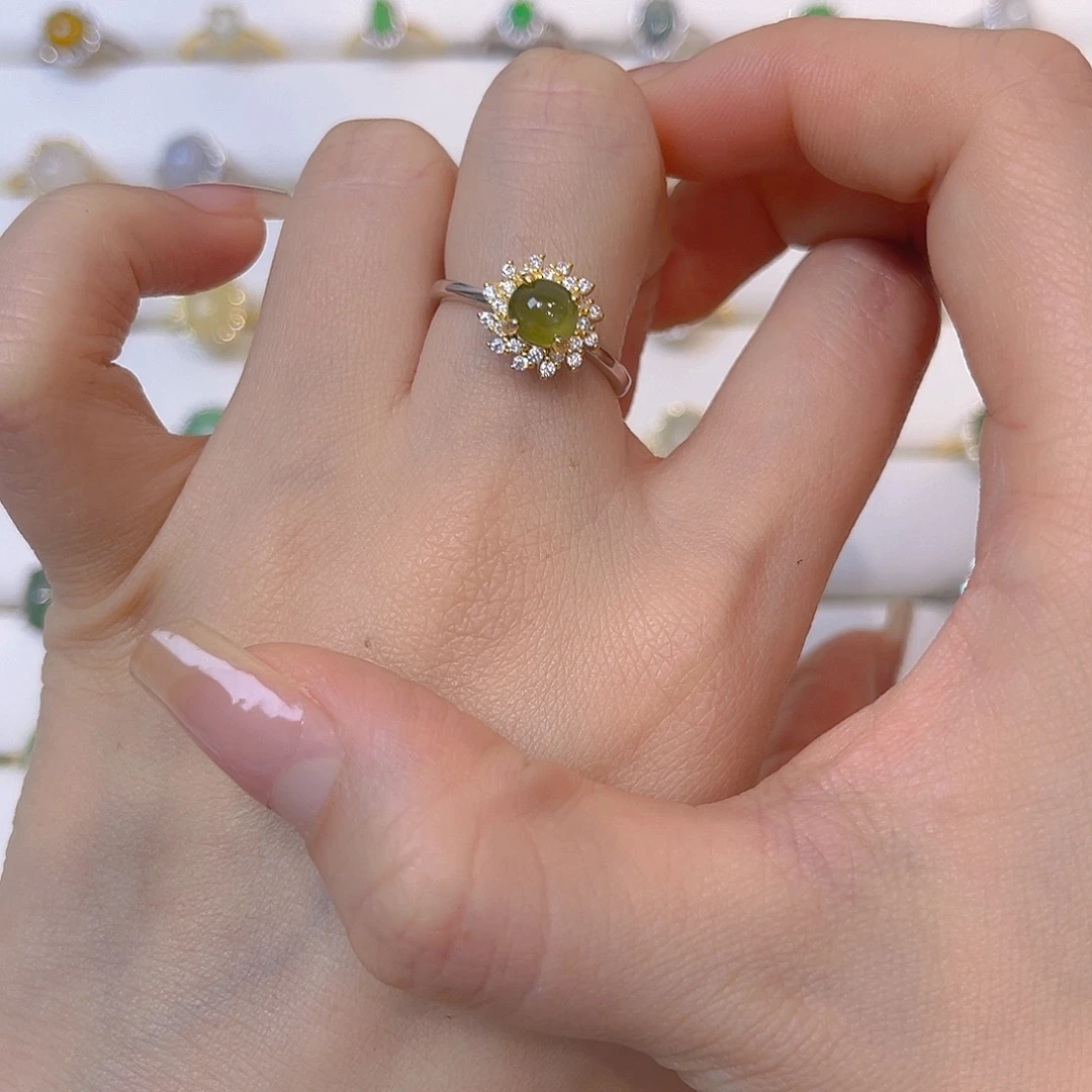 翡翠银S925镶嵌戒指