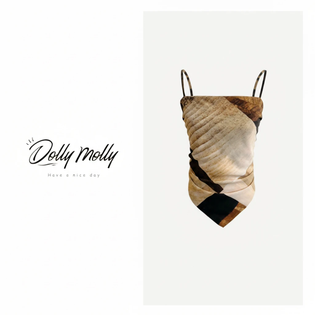 DOLLY&MOLLY大地风复古拼接肚兜吊带背心夏季艺术感舒适时尚 366