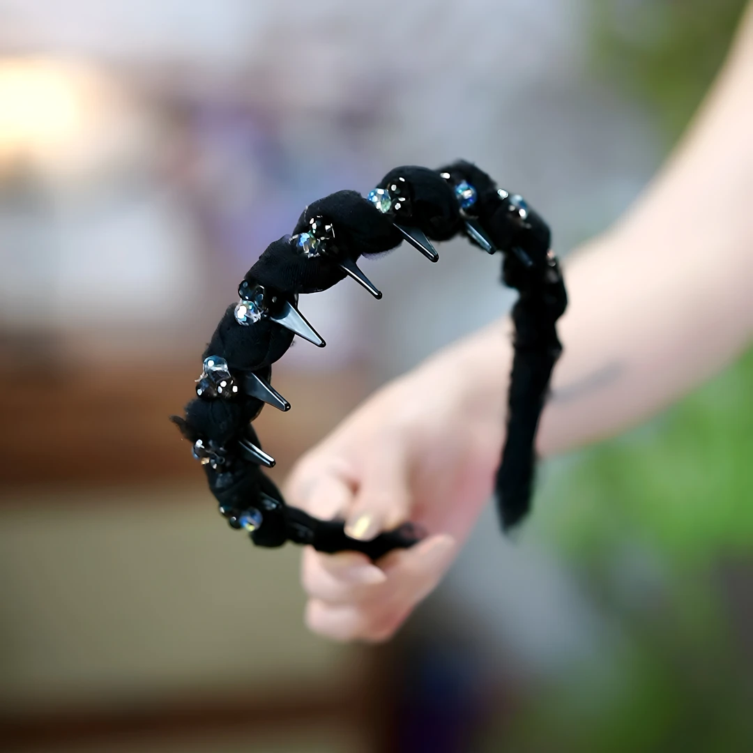 高级感水晶发箍时尚轻奢反齿发卡黑色百搭气质小众简约发饰头饰