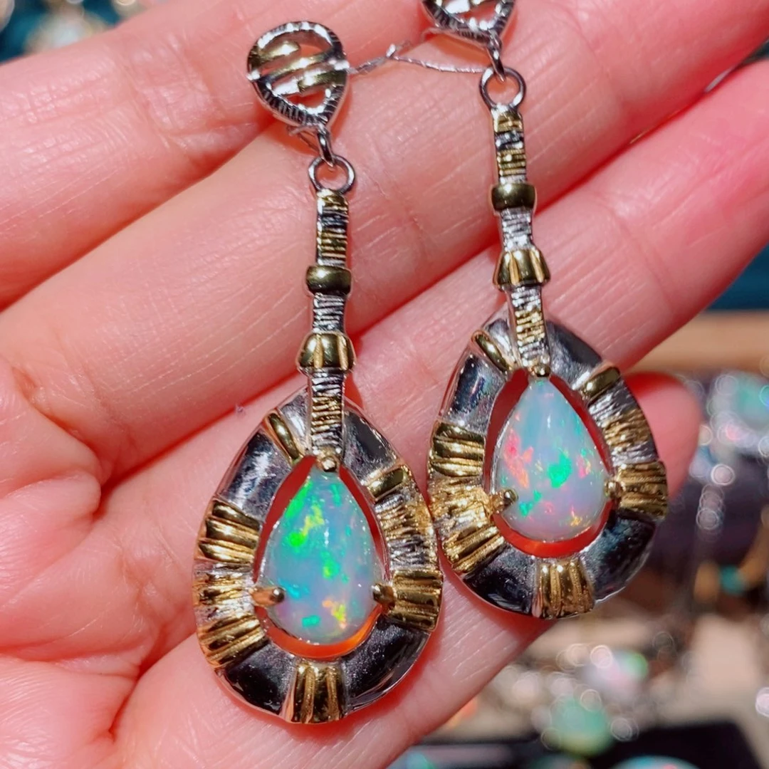 欧泊银S925镶嵌耳饰