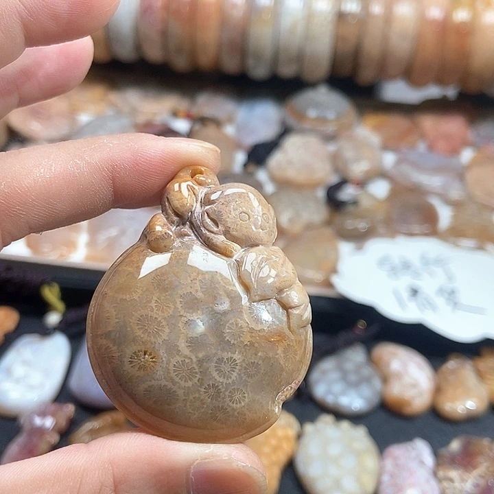 颈饰未镶嵌硅化珊瑚（珊瑚玉）