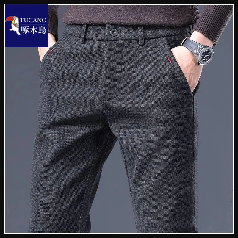 啄木鸟2025新款潮流潮牌纯色休闲裤男士秋季宽松直筒百搭商务西裤